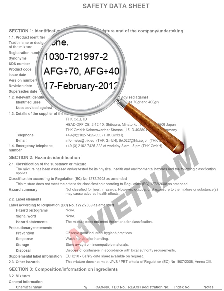 Mỡ THK AFG - MSDS