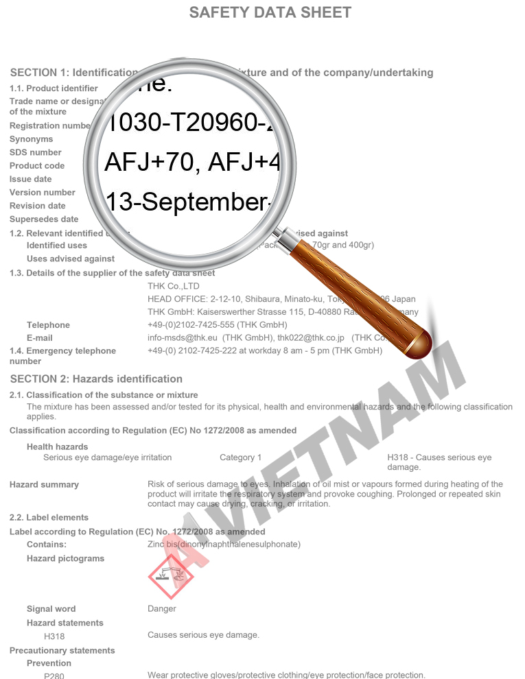 Mỡ THK AFJ - MSDS