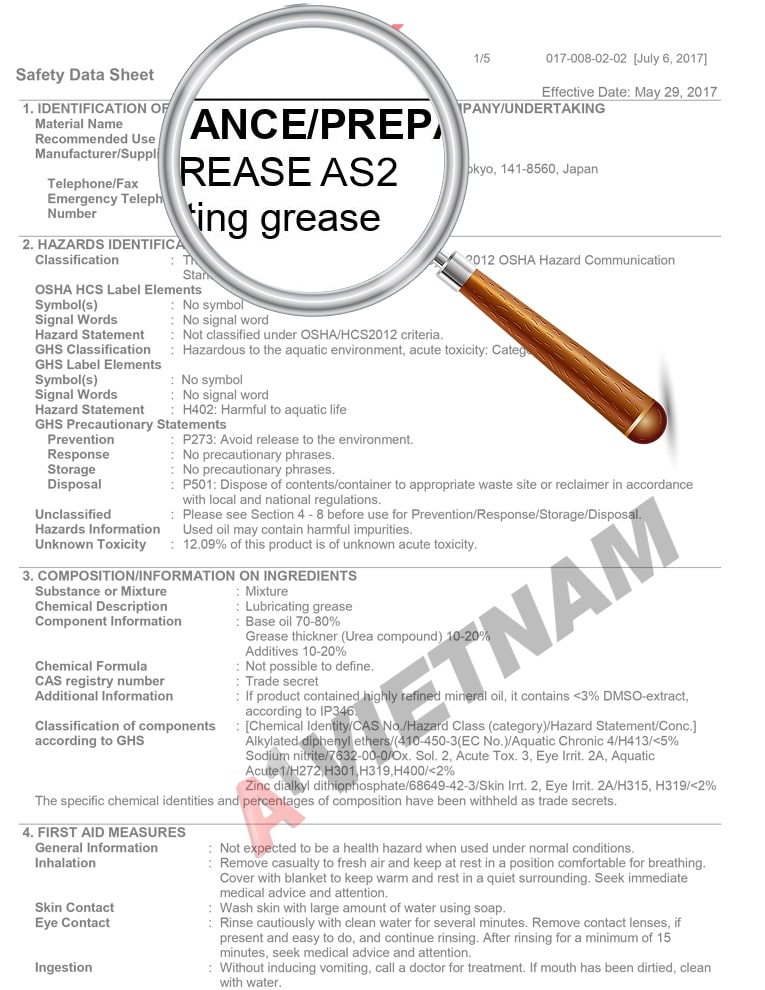 MSDS NSK AS2