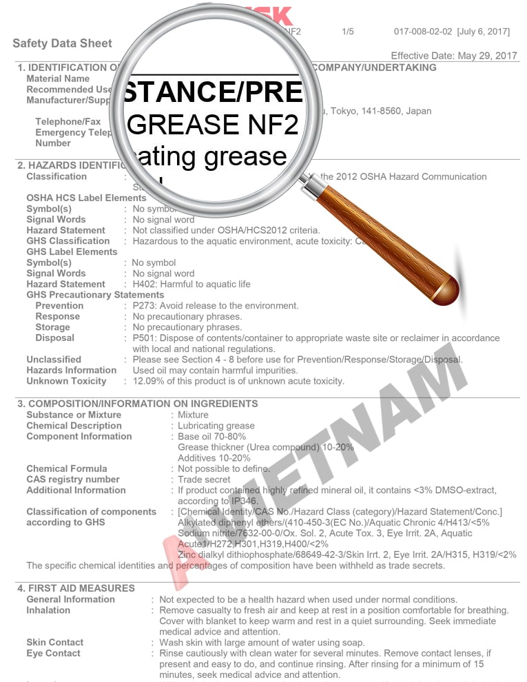 NSK NF2 - MSDS