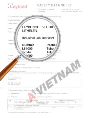 Mỡ Chân Không Leybonol LVO 810 MSDS