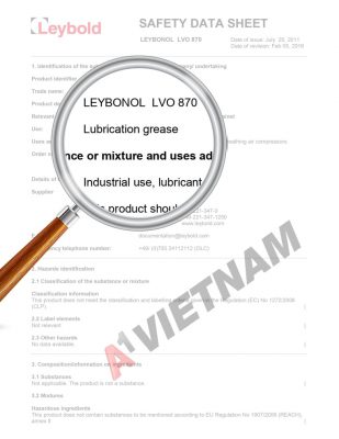 Mỡ Chân Không Leybonol LVO 870 MSDS