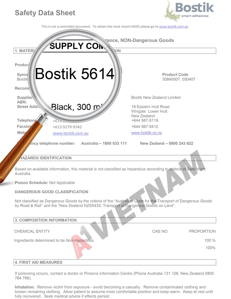 MSDS Keo Bostik 5614