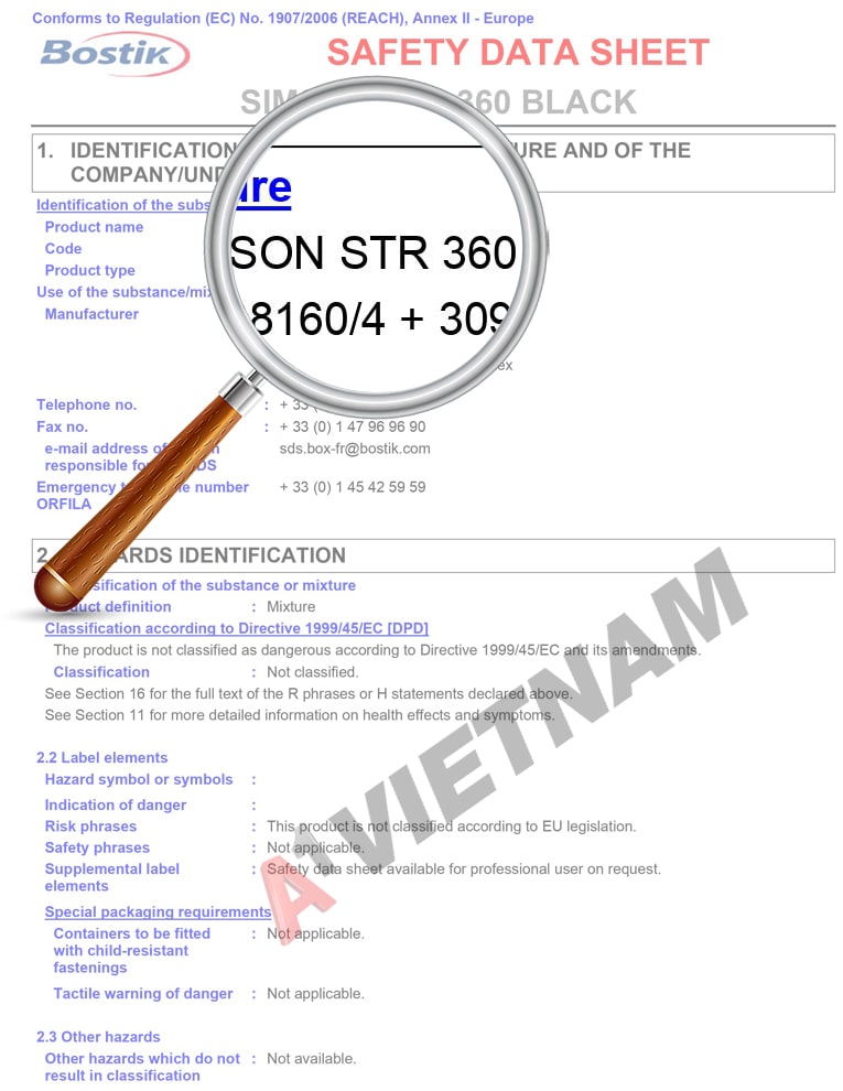 MSDS Keo Bostik STR 360