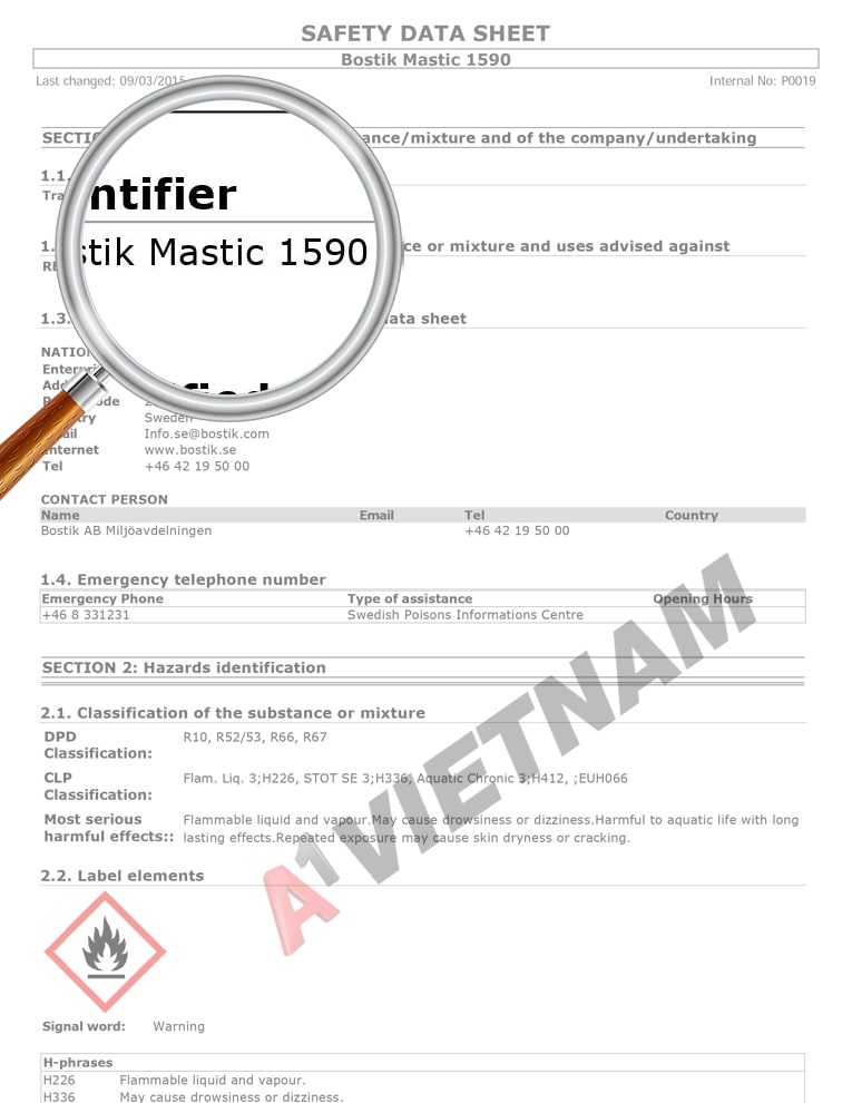 Keo Bostik 1590 - MSDS