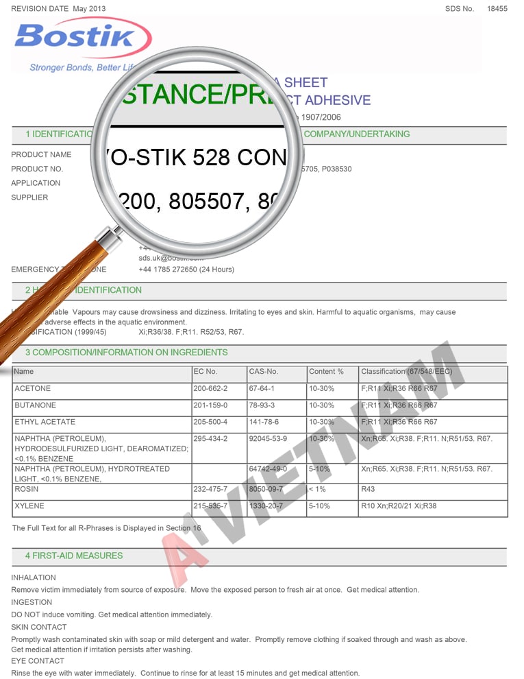 Keo Bostik 528 - MSDS