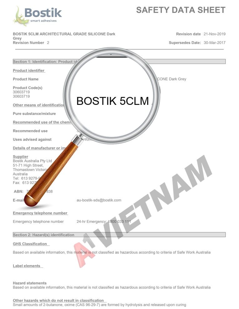 MSDS Keo Bostik 5CLM