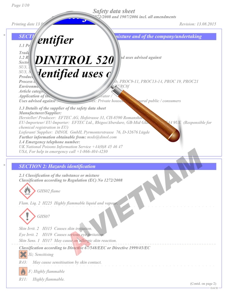 Keo Dinitrol 520 - MSDS