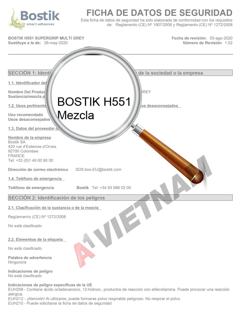 Keo Bostik H551 - MSDS