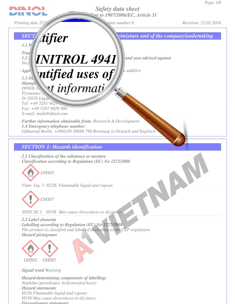 Keo Dinitrol 4941 - MSDS