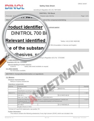 Dinitrol 700 MSDS