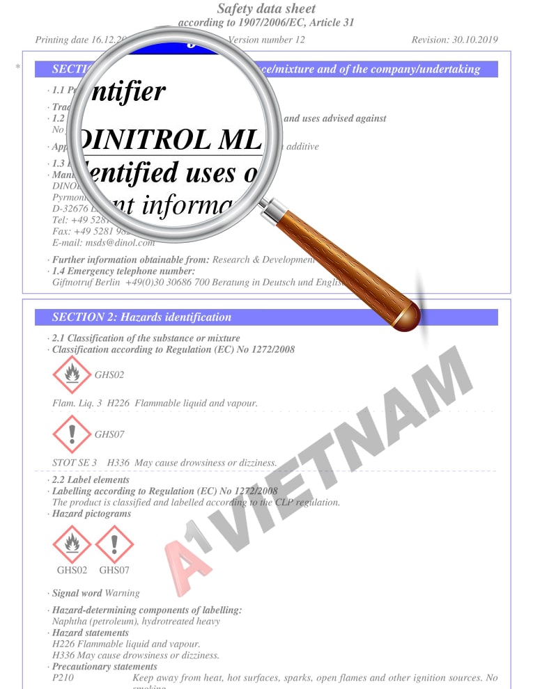 Keo Dinitrol ML - MSDS