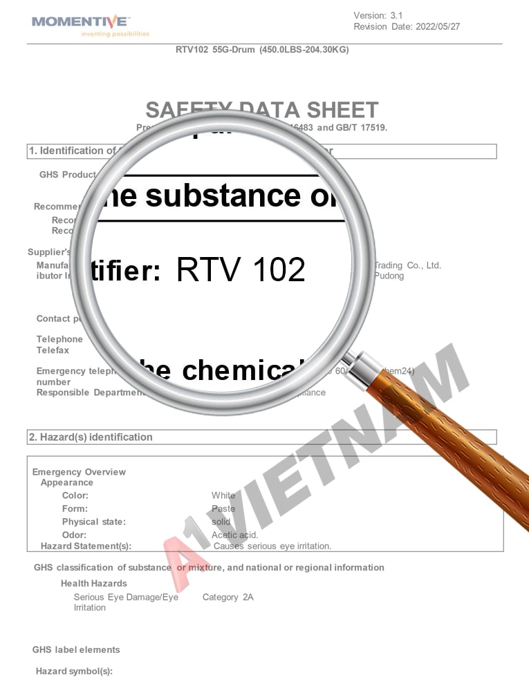 Keo Momentive RTV 102 MSDS