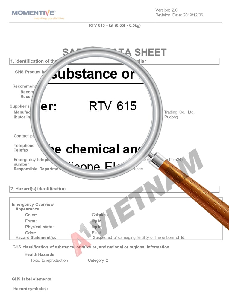 Keo Momentive RTV 615 MSDS