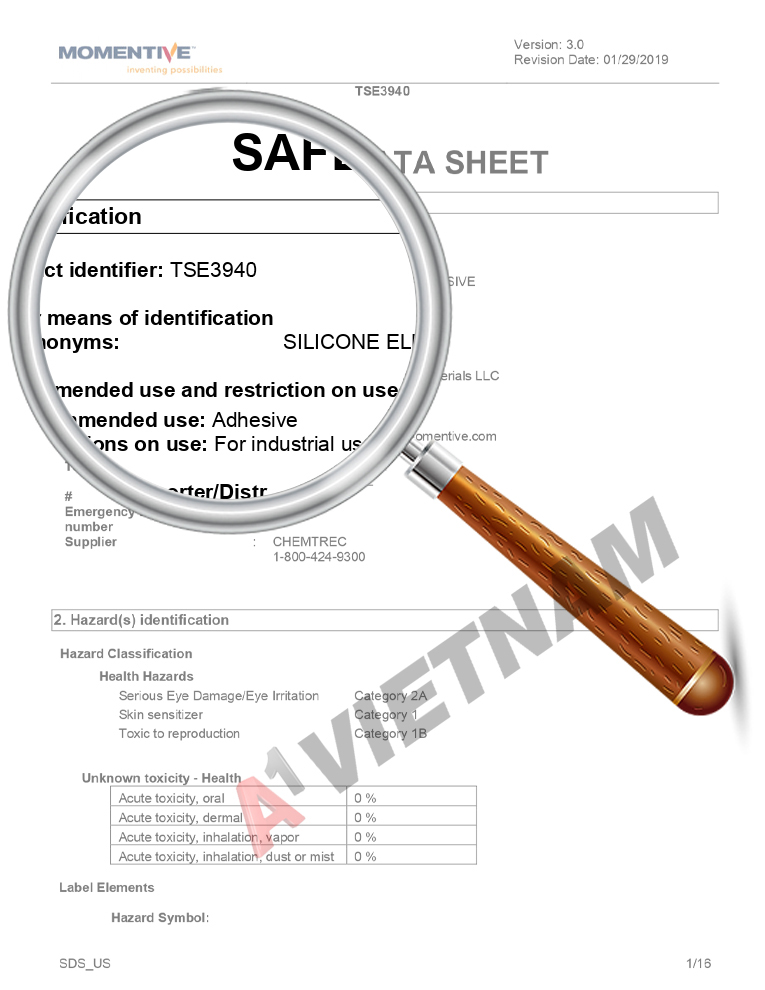 Momentive TSE 3940 MSDS