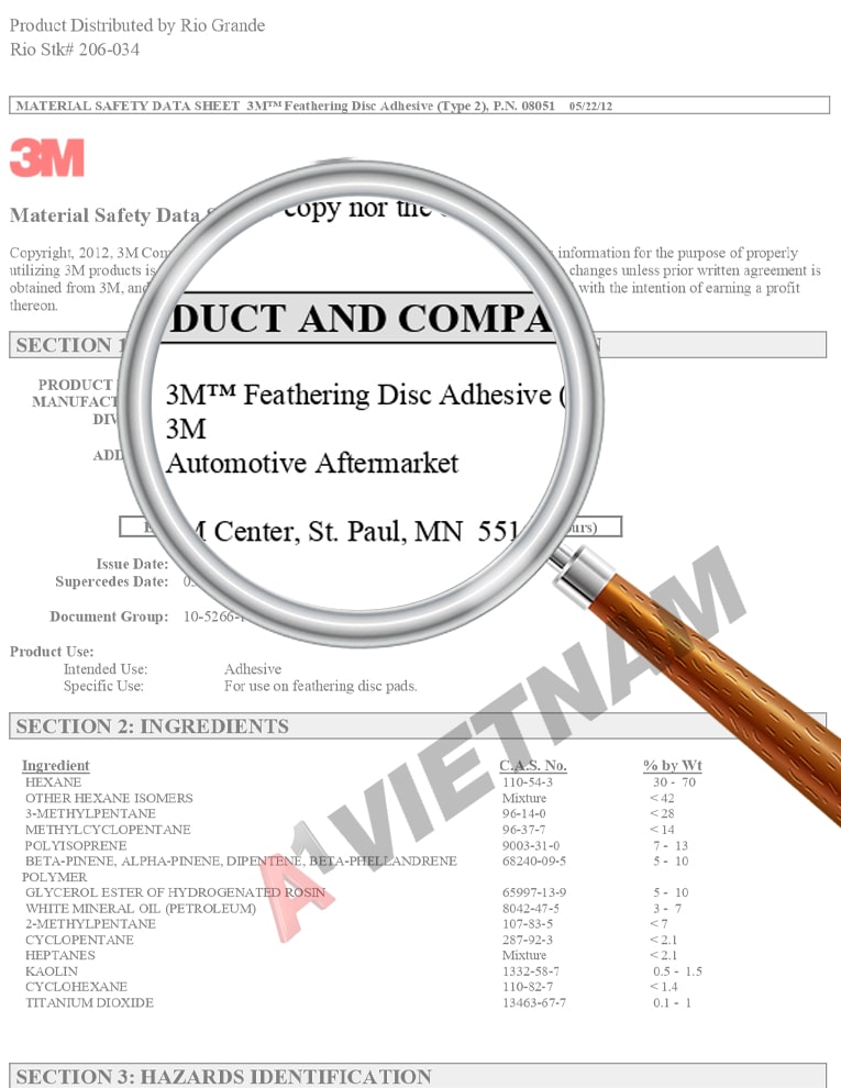 3M Feathering Disc Adhesive MSDS