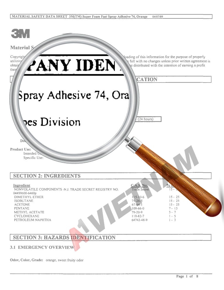 MSDS 3M Foam Fast 74 Spray Adhesive