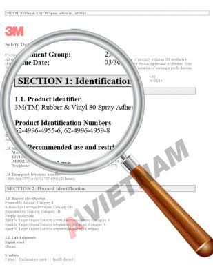 MSDS 3M Rubber And Vinyl 80 Spray Adhesive