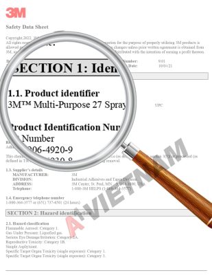 3M Multi-Purpose 27 Spray Adhesive MSDS