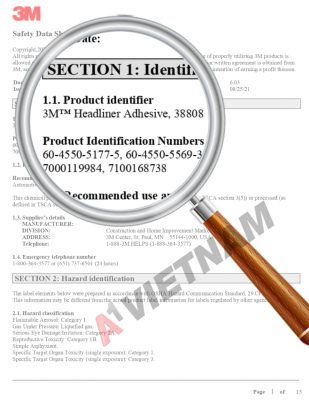 MSDS 3M Headliner and Fabric Adhesive