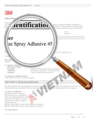 MSDS 3M 45 Spray Adhesive