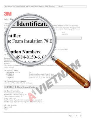 MSDS 3M 78 Polystyrene Foam Insulation Spray Adhesive