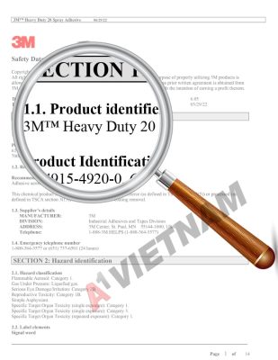 SDS 3M Heavy Duty 20 Spray Adhesive