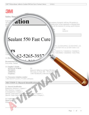 SDS 3M Polyurethane Adhesive Sealant 550 Fast Cure