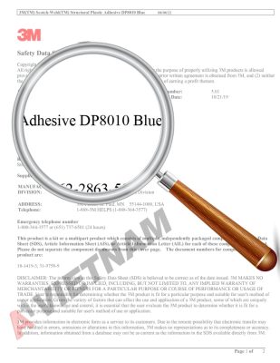 SDS 3M Scotch-Weld Structural Plastic Adhesive DP8010 Blue