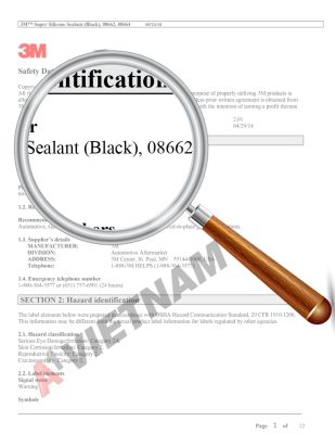 3M Black Super Silicone Seal 08662 SDS