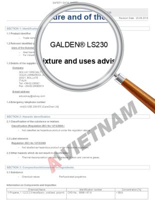 Solvay Galden LS 230 MSDS