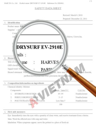 Dầu Drysurf EV-2910E MSDS