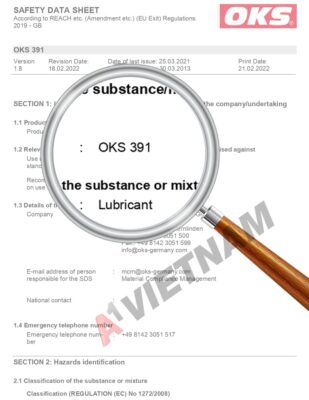 Dầu OKS 391 MSDS