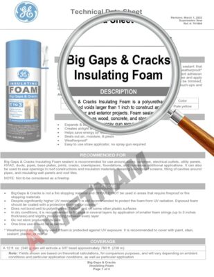 GE Big Gaps & Cracks Insulating Foam TDS