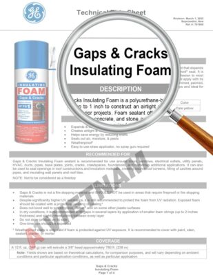 GE Gaps & Cracks Insulating Foam TDS